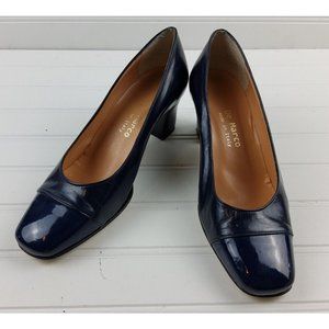 De Marco Italy Women's Cap Toe Heels Pumps Navy Size 37